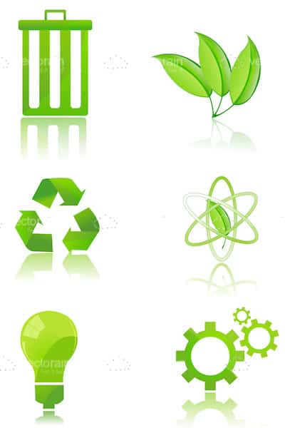 Recycling Icon Set in Green